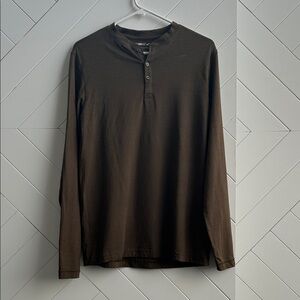 Men’s William Rast Olive/Brown Long Sleeve Henley t-Shirt size medium